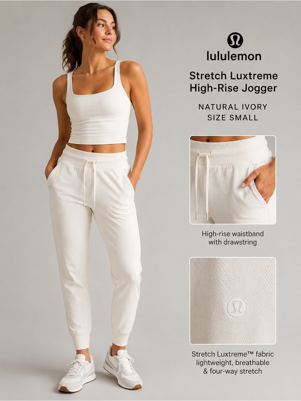 Lululemon Stretch Luxtreme High-Rise Jogger Natural Ivory Size Small EUC